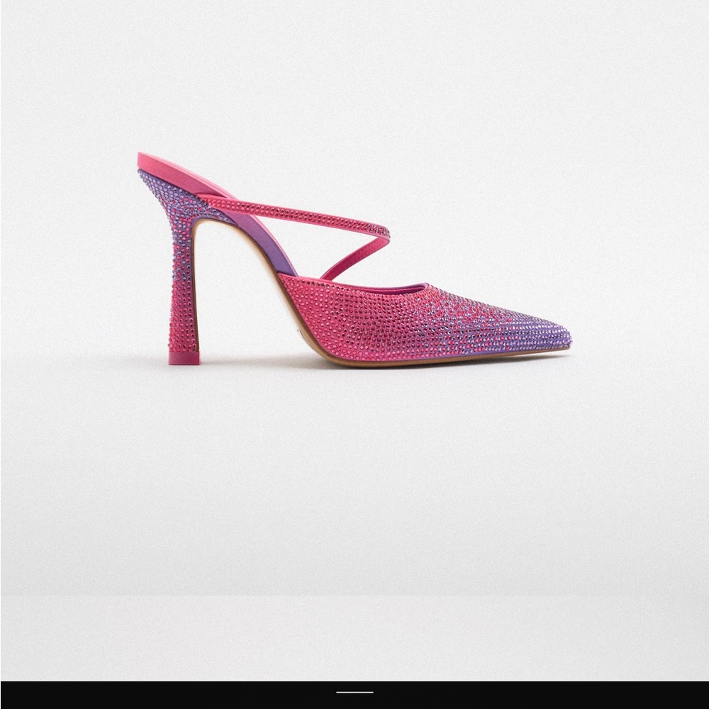 Zara pink purple gradient rhinestones heeled mules - Picture 4 of 12